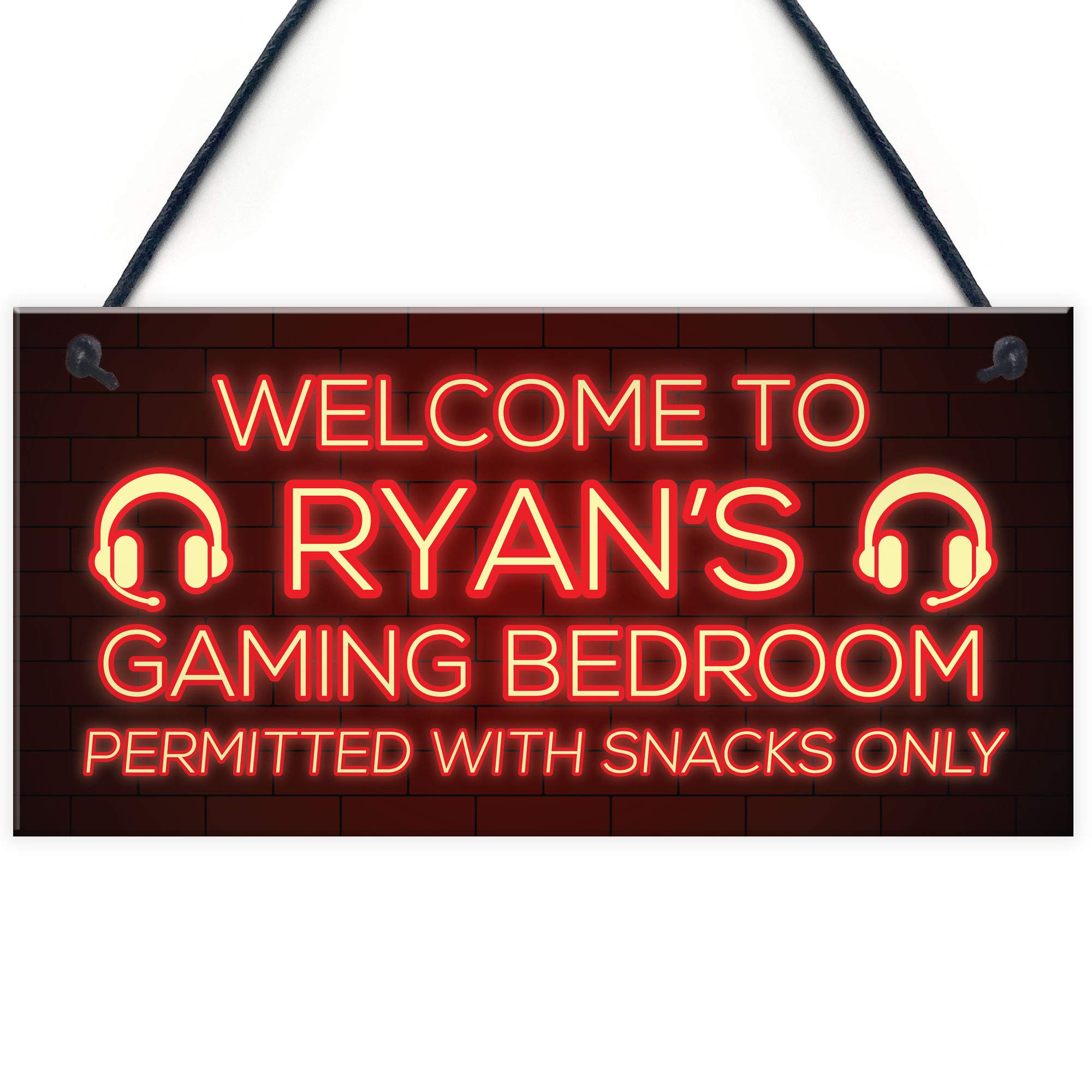 Red Ocean Personalised Boys Bedroom Sign Gaming Gamer Gift For Son Brother Gift For Him
