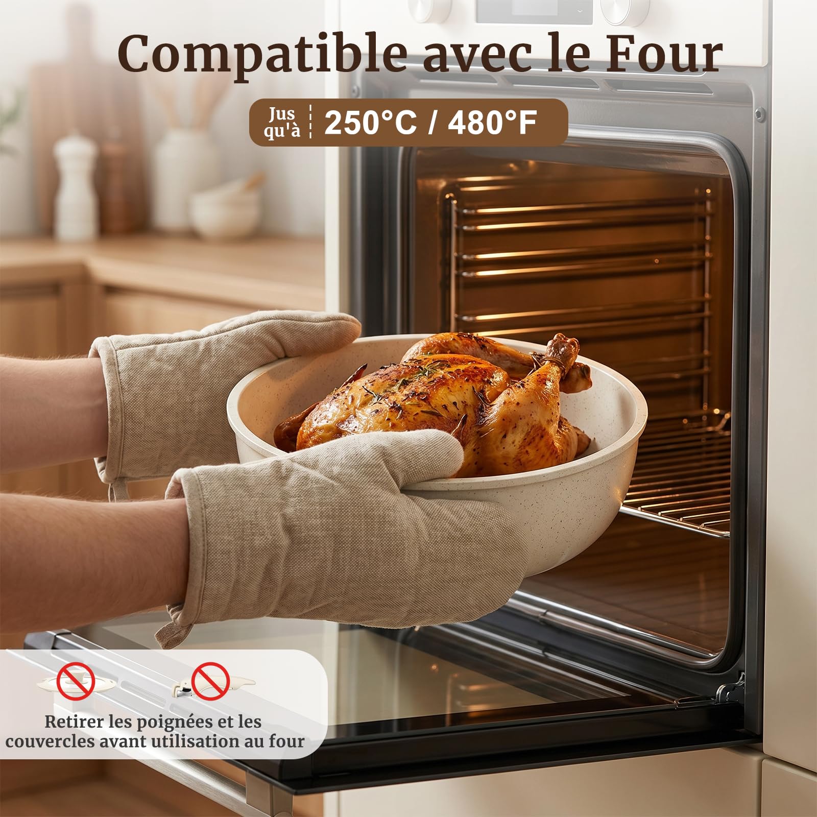 YASHE Batterie de cuisine 20 pièces, non toxique, sans PTFE ni PFAS | Batterie de Cuisine avec Poignée Amovible, Casseroles Empilables pour Induction, Gain de Place pour Camping-Car, Sans PFOA