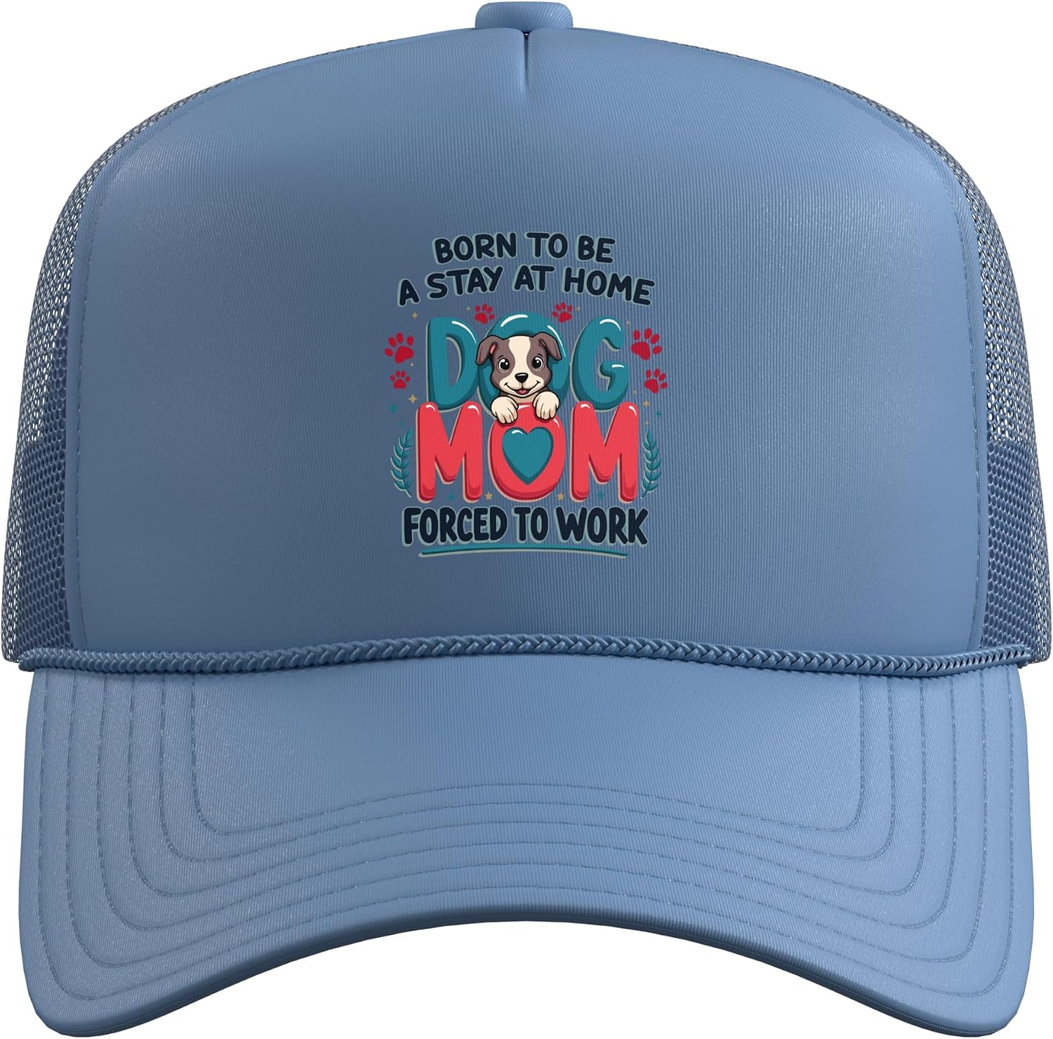 Stay-at-Home Dog Mom Forced to Work, Funny Pet Owner Trucker Hat with Adjustable Mesh Back image 2
