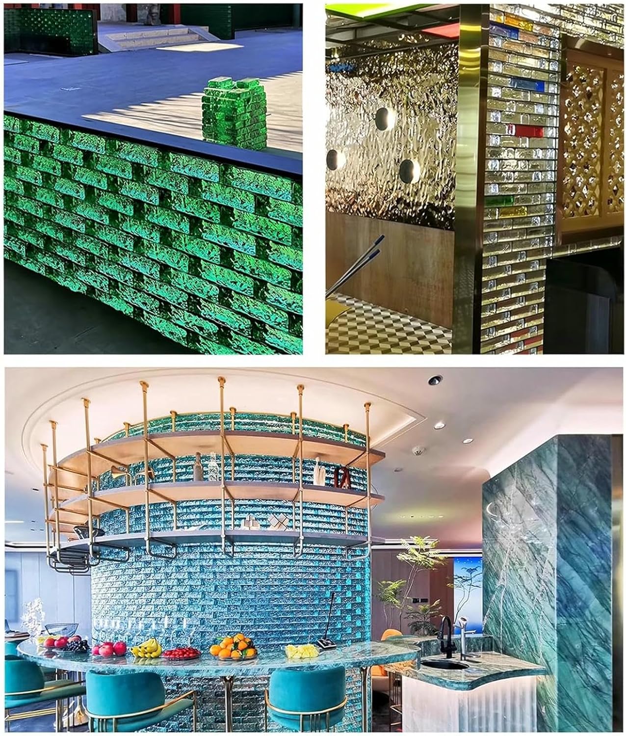 Square Sided Crystal Bricks Ice Crystal Textural Clear Colored Glass Blocks for Bar Hotels Office House Partitions