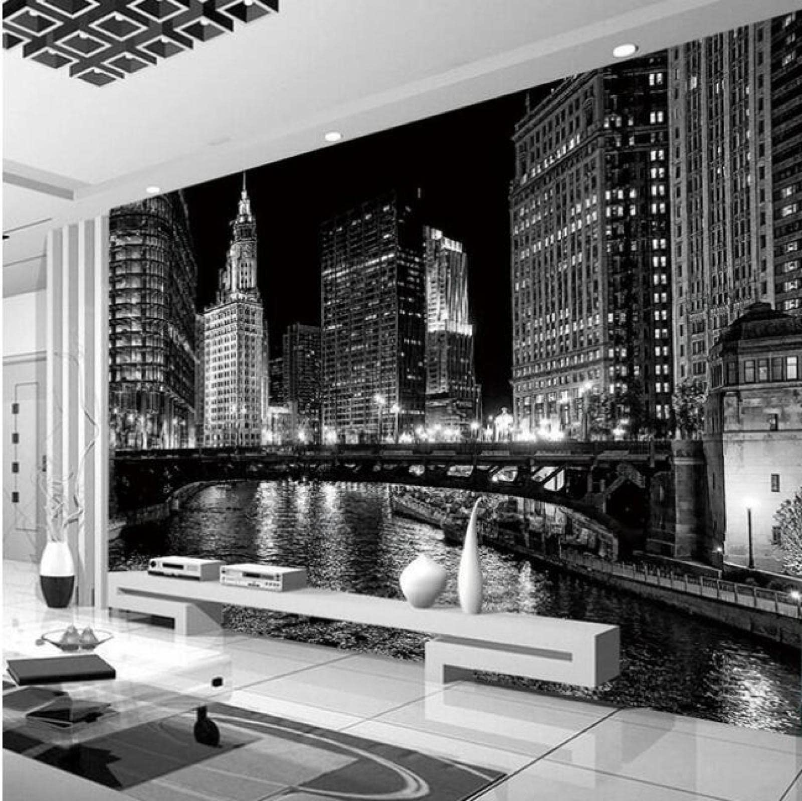 Photo Wallpaper Cities & Bridges Non-Woven Art Print Fleece Wall Mural Decoration Poster Picture Design Modern 3D Optical Illusion 150cm×105cm