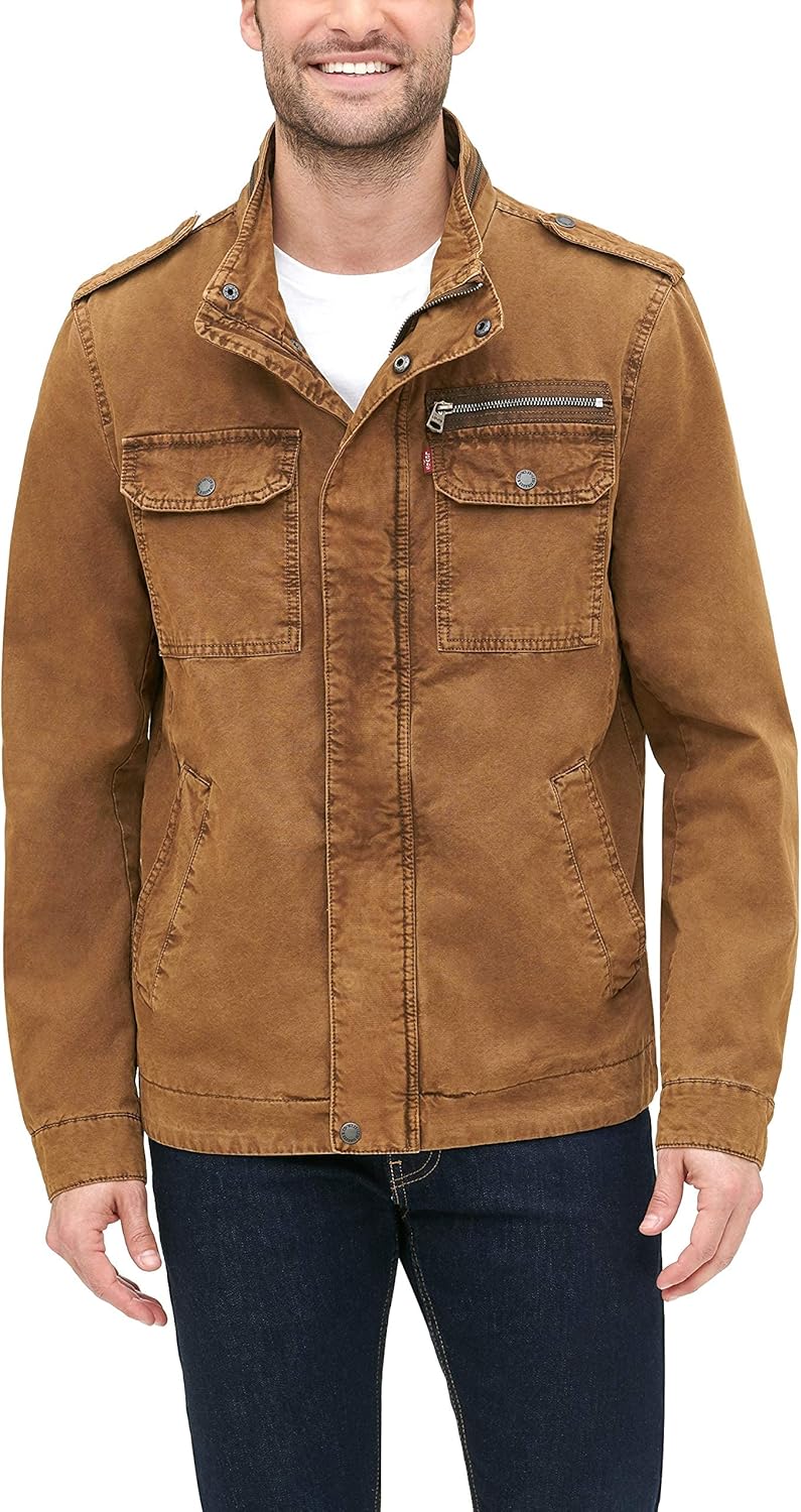 Levi's mens Washed Cotton Military Jacket (Regular & Big & Tall Sizes)