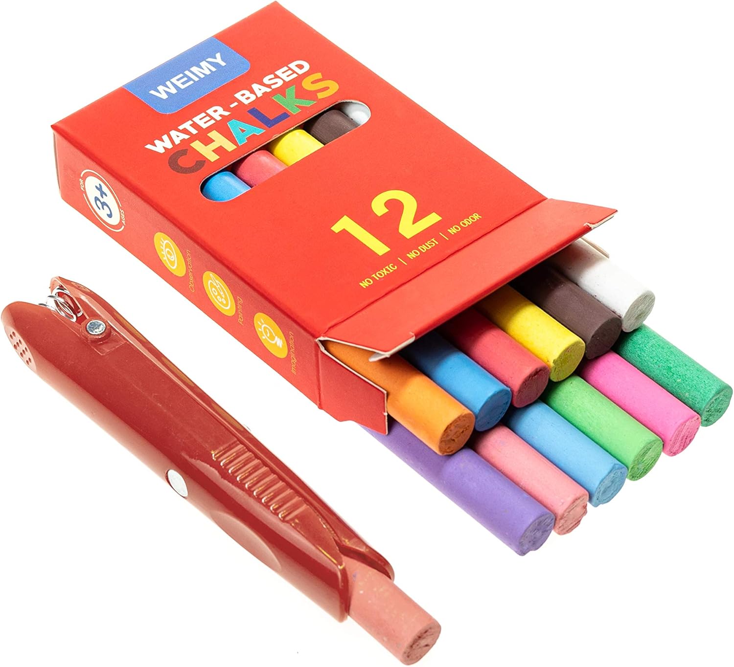 WEIMY 12Count Colored Dustless Chalks NonToxic, Truly