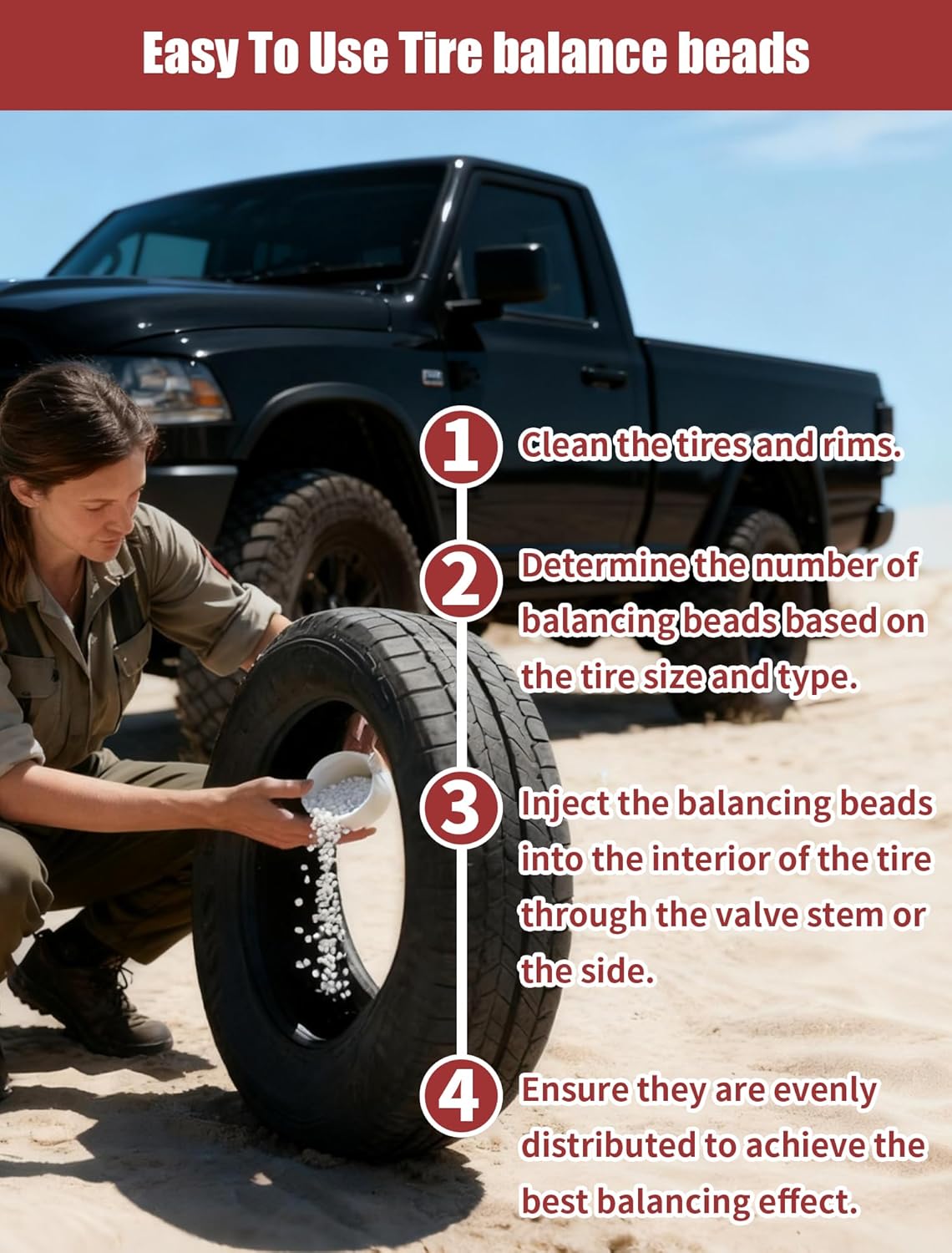 E-SDS Tire Balance Beads 208 oz, Tire Beads for Balance, Tire/Wheel Balancing Beads for Car/RV/Truck/Motorcycle with Tire Tread Depth Gauge