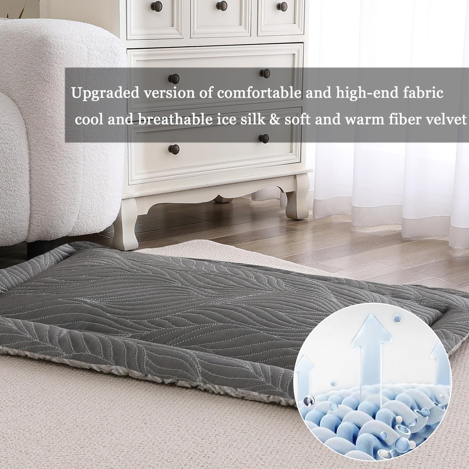 review 2 in 1 Dog Beds Crate Pad & Dog Cooling Mat Reversible Soft Fluffy Pet Kennel Beds for Large Medium Small Puppy Cat Sleeping Mattress Machine Wash & Dry