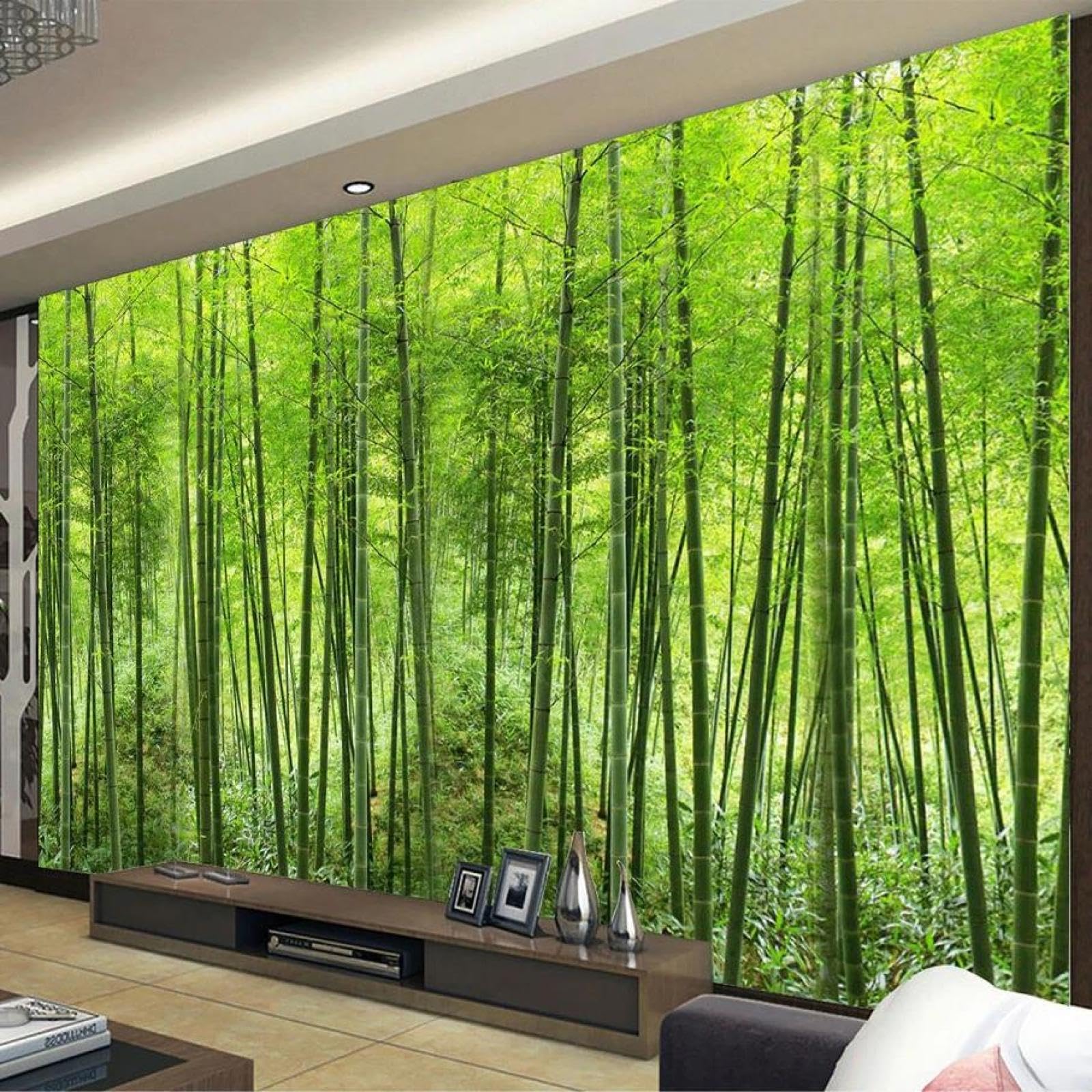 Forêt de bambous sticker mural 3D pour créer un salon zen et lumineux