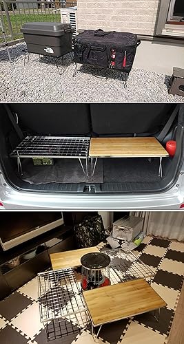 Miniatura 6 de CAMPINGMOON Estante de almacenamiento apilable multiusos plegable, chapado en acero negro