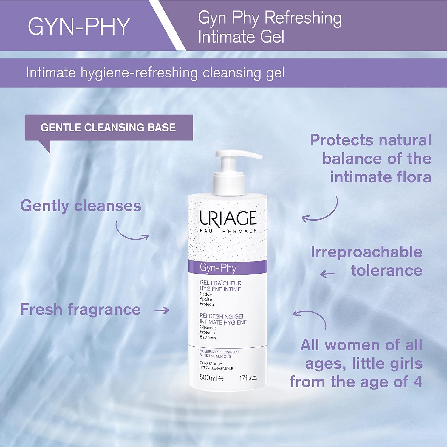 URIAGE GYN Phy Refreshing Intimate Gel, 17 Fl Oz : Health & Household