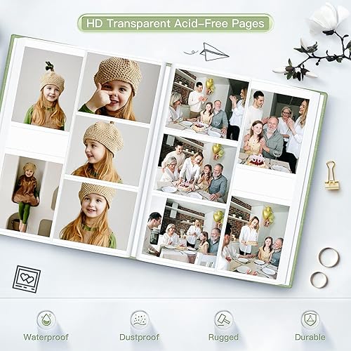 Vista 170 de popotop Álbum de fotos de 4 x 6 – 100 fotos libros con 100 bolsillos verticales, álbumes de cubierta de lino para familia, boda, aniversario, fotos