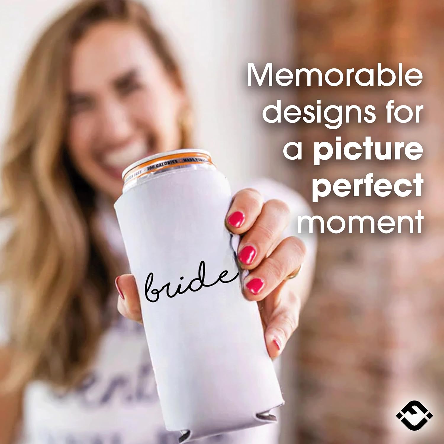 Funky Junque Bride Can Cooler and Squad Koozie Set, Slim Coolers for Bachelorette Party - 12 Pack: 1 Bride (White) & 11 Squad (Black)
