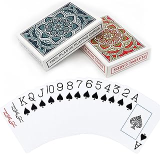 2 Stück Spielkarten Plastik Pokerkarten Plastik Kartenspiel wasserdichte Spielkarten Jumbo Pokerkarten Kunststoff für Erwachsene Senioren Familien Kartenspiele Party
