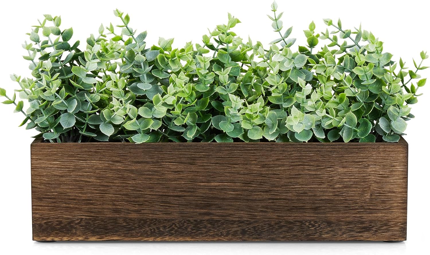 Artificial Plants Indoor with Wood Planter, Artificial Eucalyptus Arrangement, Faux Eucalyptus Table Centerpiece, Fake Plant Decor for Cabinet Kitchen
