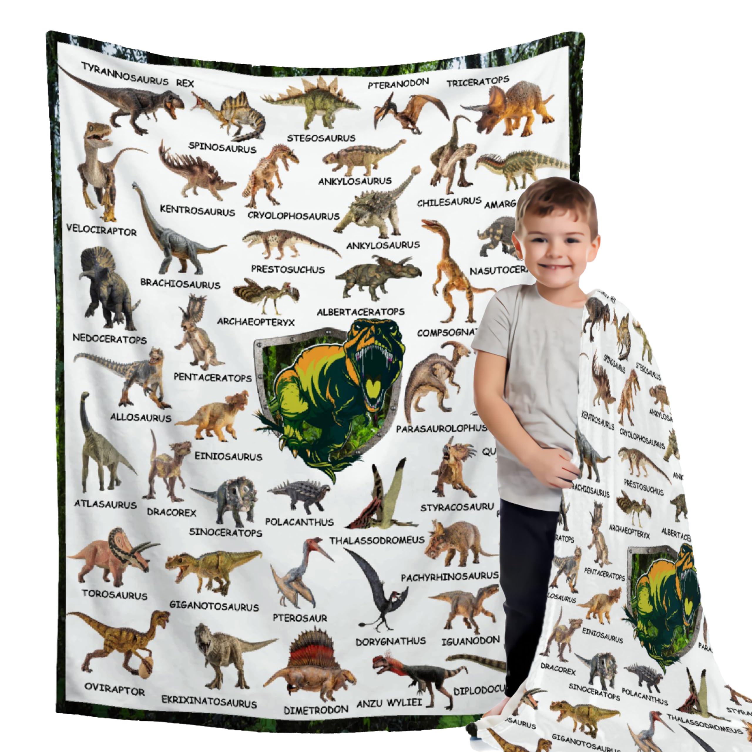 Buyyet Dinosaur Flannel Blanket for Boy Girl Dino Unique Gift Dino Room Decor Throw Blanket for Teen Kid for Couch Bed,Educational Blanket for Kids,