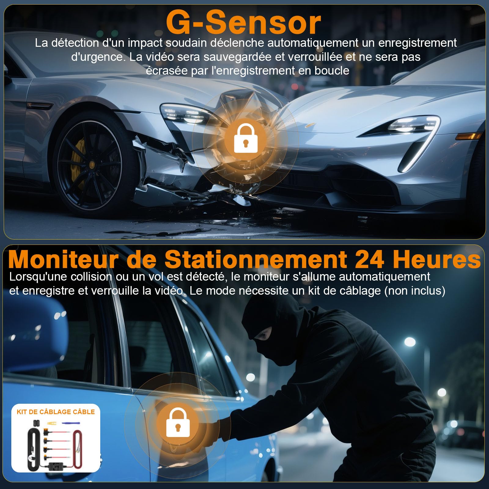 Dashcam Voiture Avant Arriere: 4K+2K 5G WiFi Camera Voiture Embarquée - Écran HD 3" avec App Contrôle Carte SD 64G Vision Nocturne - Convient à Tous Les Véhicules Installation Facile