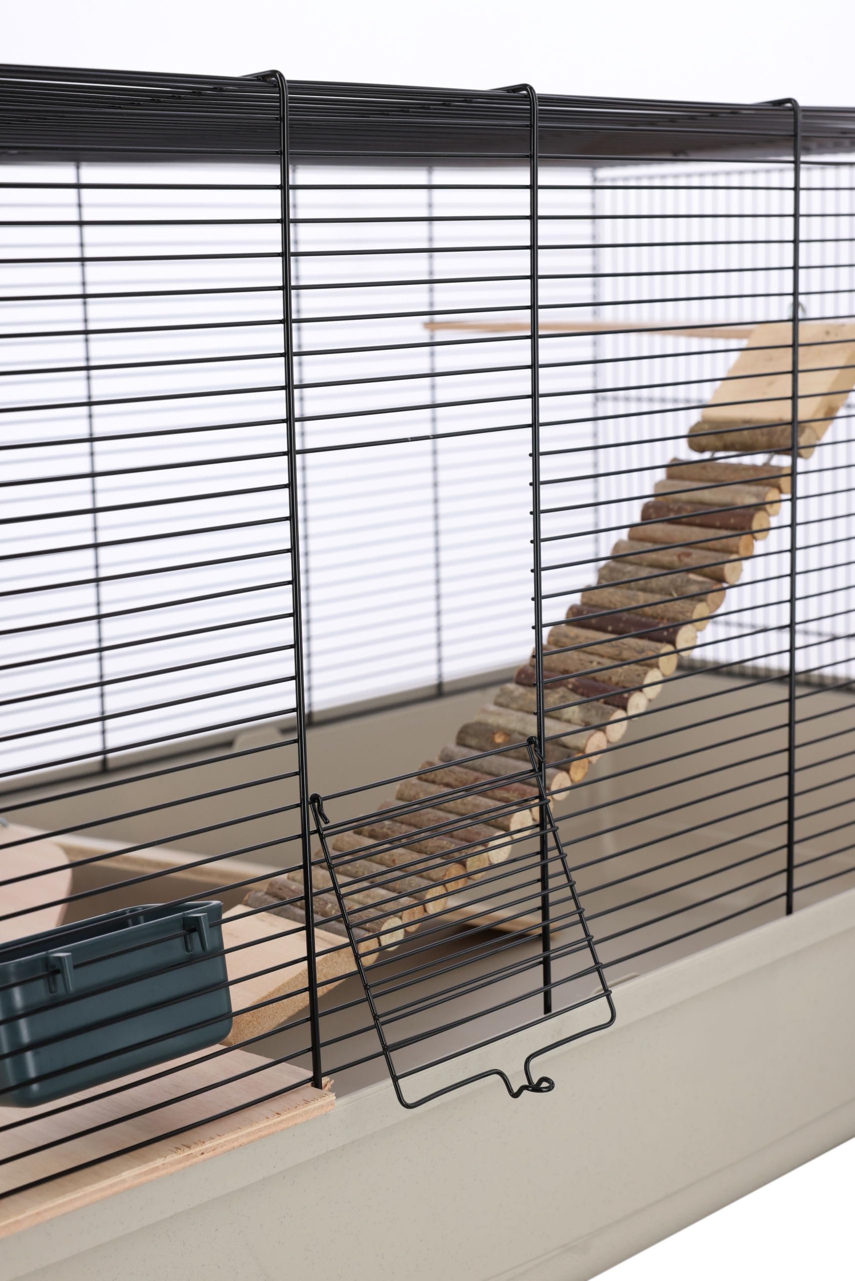Kerbl Pet Jaula para roedores Gabbia Hamster 102, beige, 100x53x55cm, de plástico y malla metálica, para hámsteres, cobayas y ratones, con caseta de madera y comederos