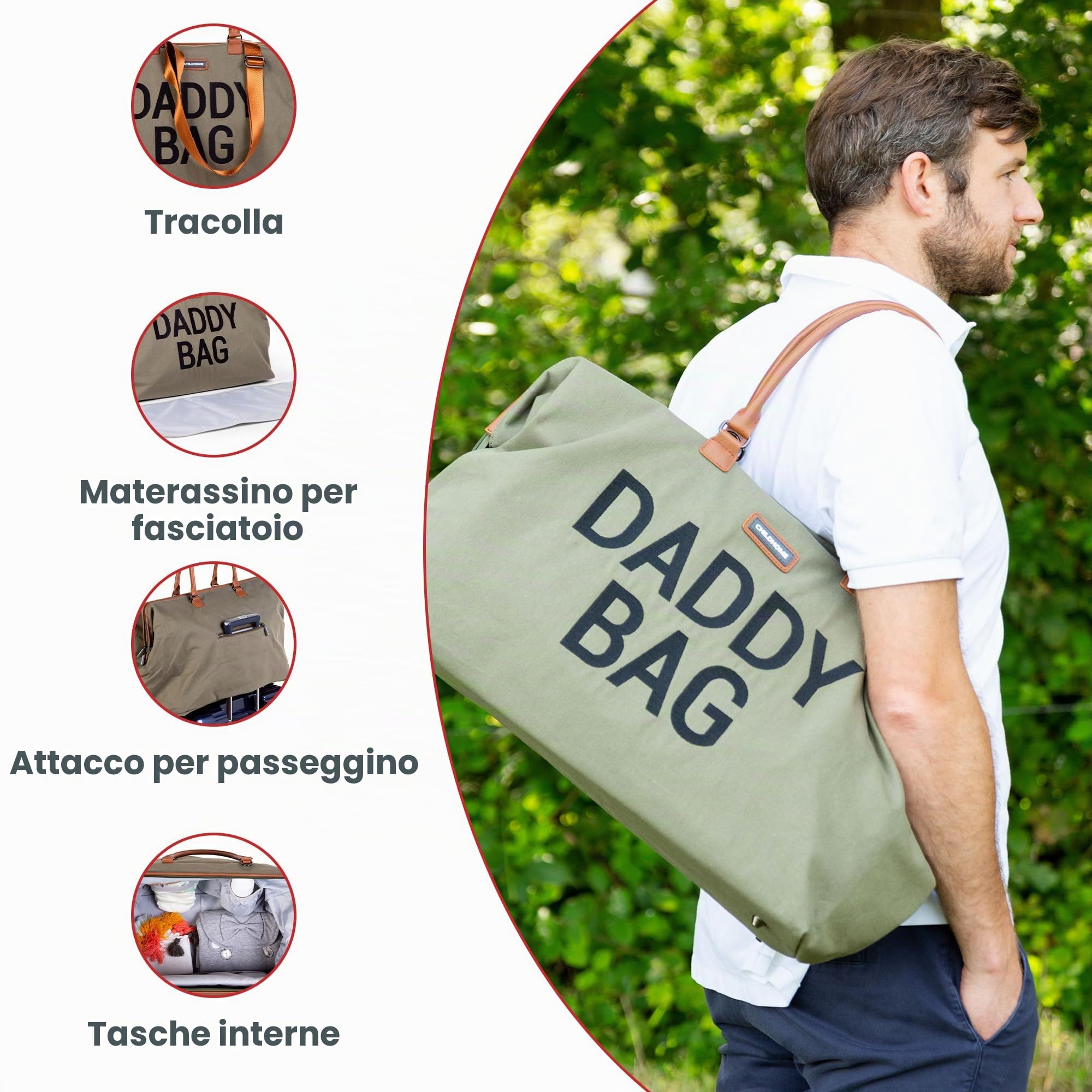 Childhome, Daddy Bag, Borsa per il cambio, Maternità, Borsa da viaggio, Compartimenti