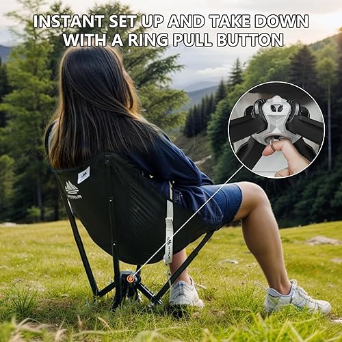 Miniatura 5 de Sillas plegables de campamento, silla de campamento portátil, ligera, compacta y resistente, perfectas para acampar al aire libre, playa, césped,