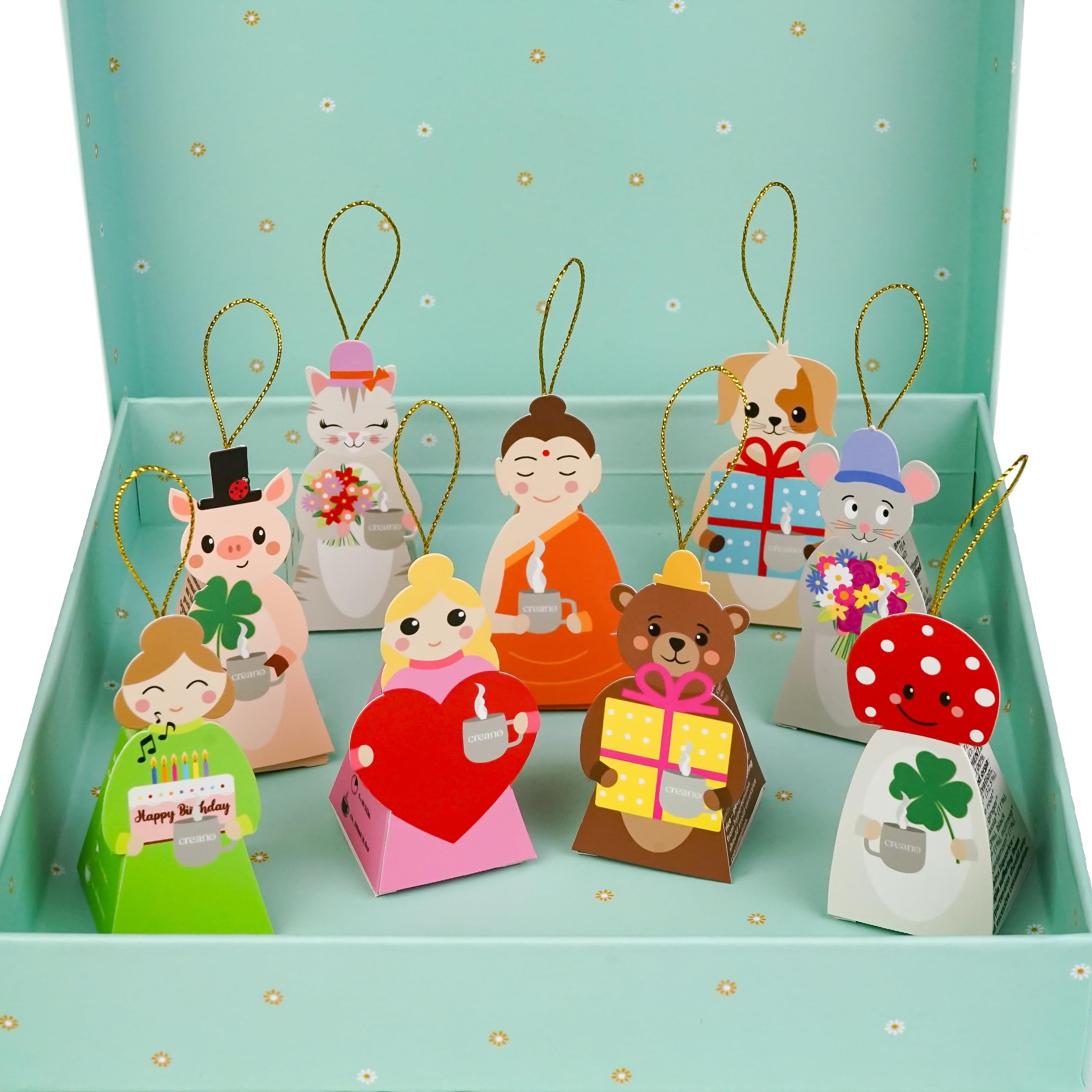 Creano Set de Regalo de Té Bio con 9 Figuras Adorables de Infusión para Amantes del Té