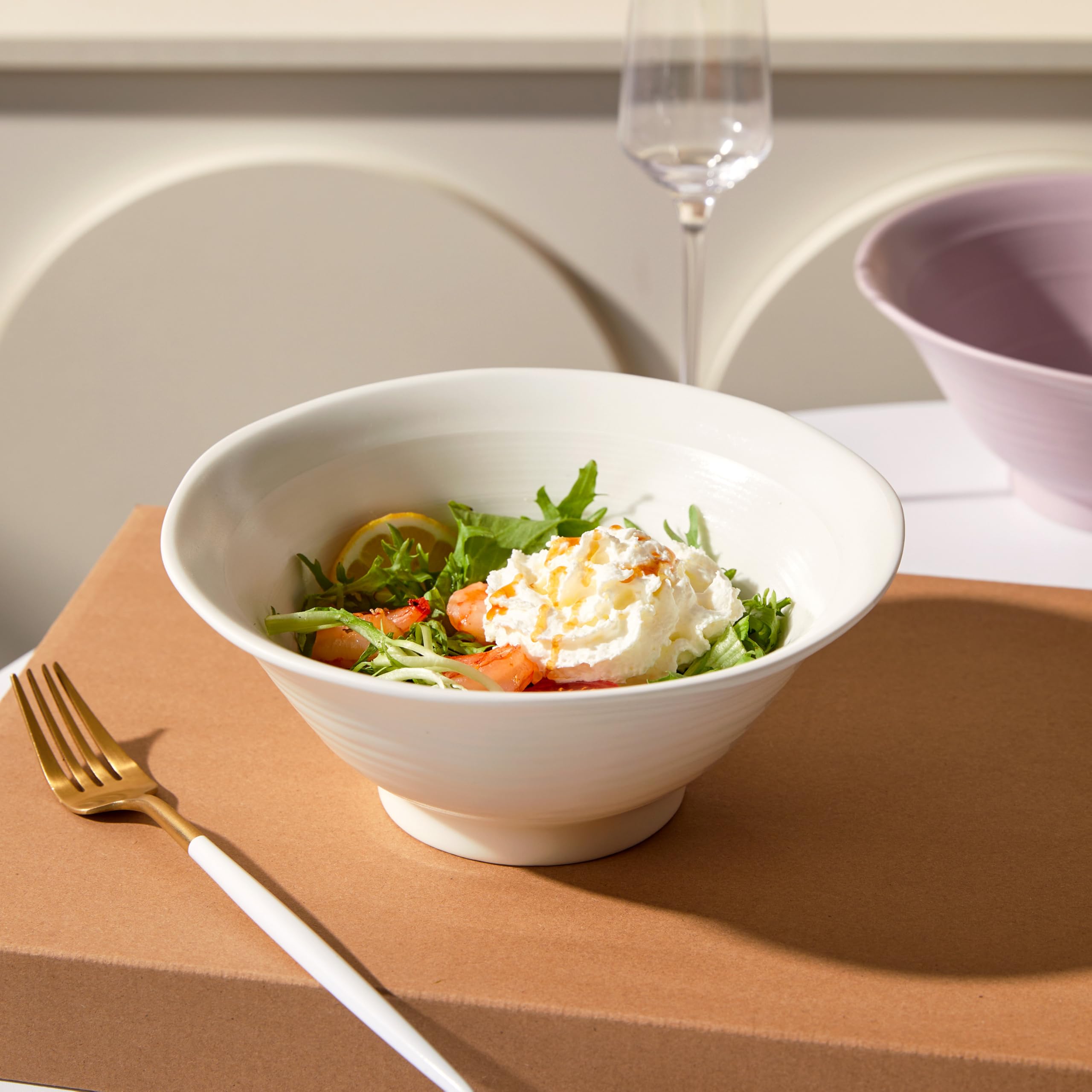 Jiwoo Ramen Lot de 4 assiettes creuses Ø 20 cm - Bol de qualité supérieure - Passe au micro-ondes - Bol à soupe japonais pour ramen, soupe, salade, spaghettis