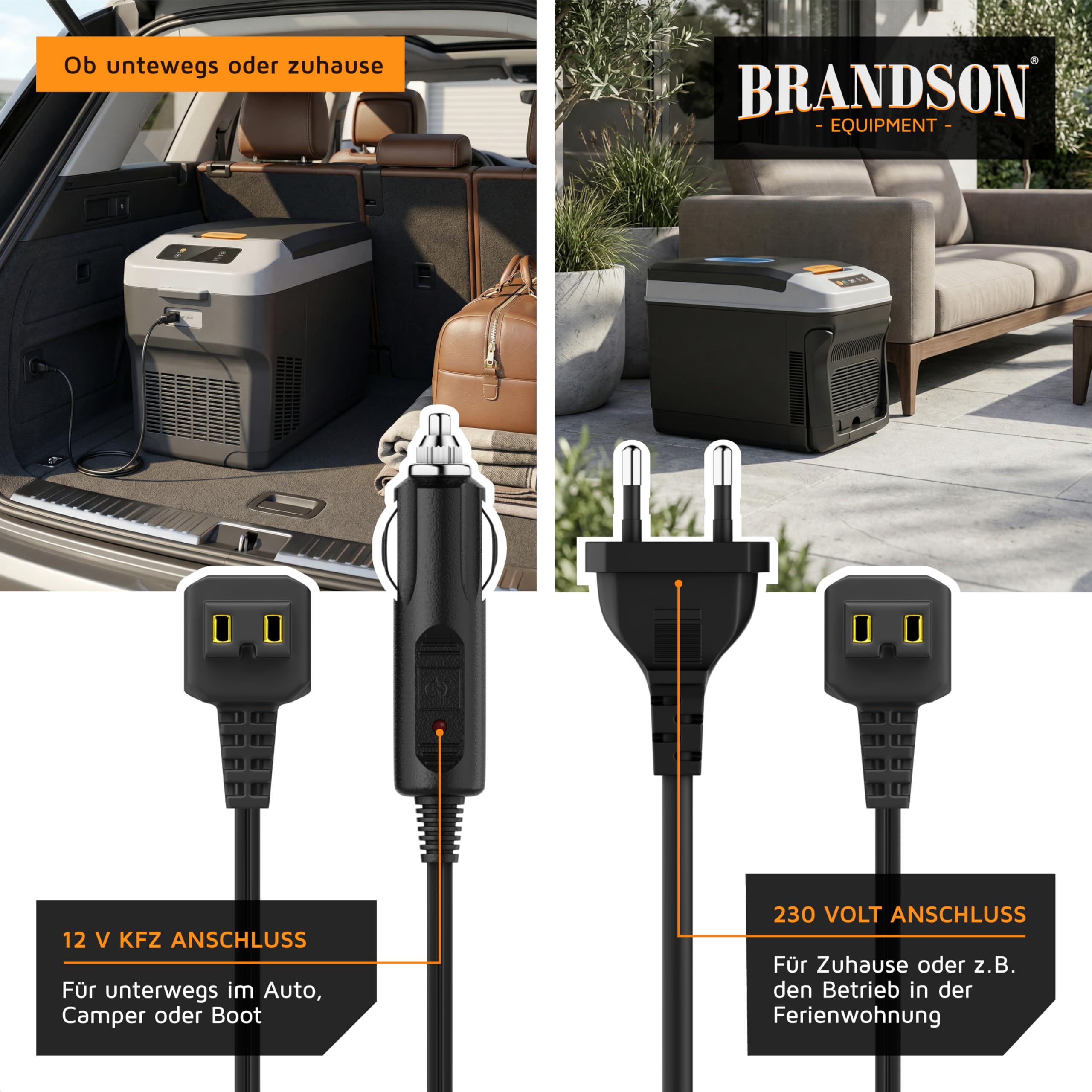 Brandson - Kühlbox elektrisch mit Kompressor - XXL 27 Liter – 12v 230v - zwei Fächer – starke Kühlleistung – zwei Betriebsmodi – Gefrierbox Gefriertruhe mit ECO-Modus – für LKW Auto Camping Boot