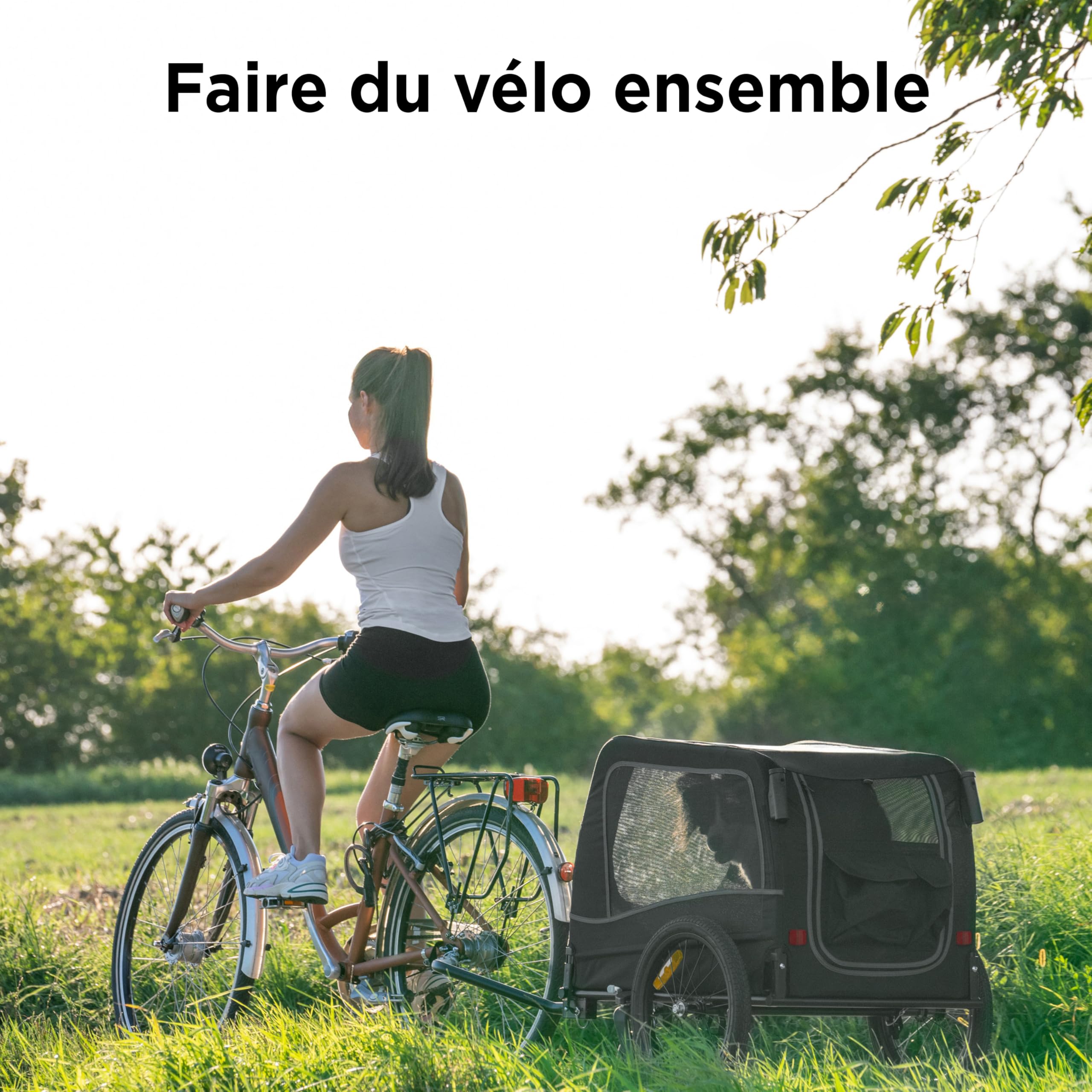 Remorque Vélo Chien 2-en-1 – Poussette et Chariot Pliable avec Coussin – Carriole étanche Jusqu’à 30 kg – Compatible avec vélos électriques – Noir