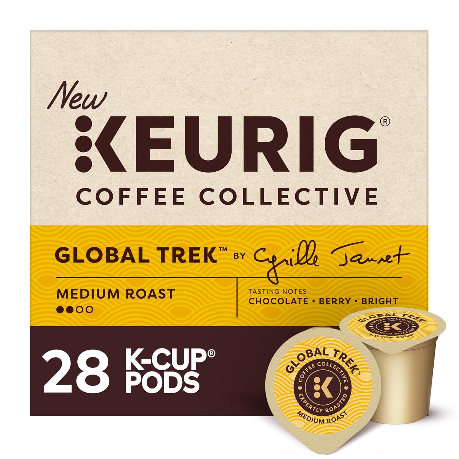 Keurig Coffee Collective, Global Trek by Cyrille Jannet, Medium Roast Coffee, Single Serve Keurig K-Cup Pods, 28 Count