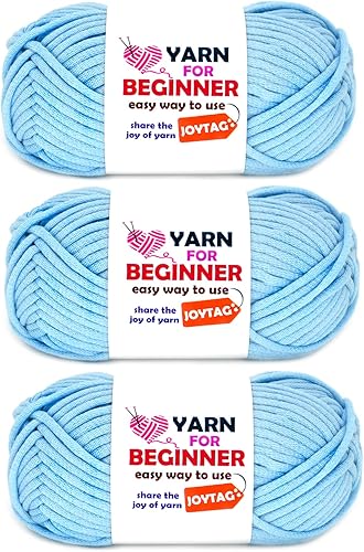 Miniatura 28 de Hilo para Crochet y Tejido, Hilo de Punto de Algodón para Crochet y Tejido para Principiantes con Puntadas Fáciles de Ver, Mezcla de Algodón-Nylon