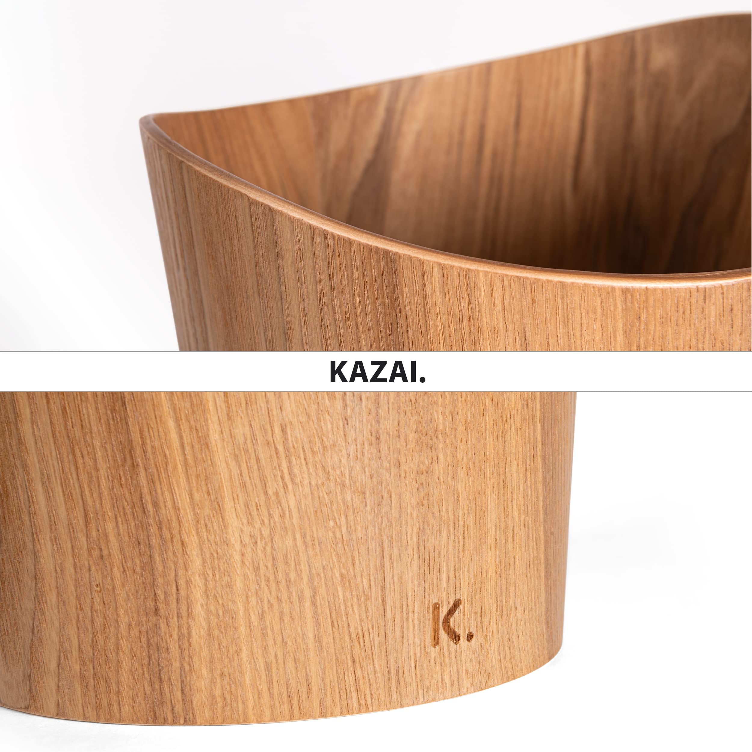 KAZAI. Prawdziwy Kosz na Odpady Papierowe z Drewna "Börje" | Drewniana Kosz na Papier do Biura, Pokoju Dziecięcego, Sypialni i nie tylko | 9 Litów | Jesion