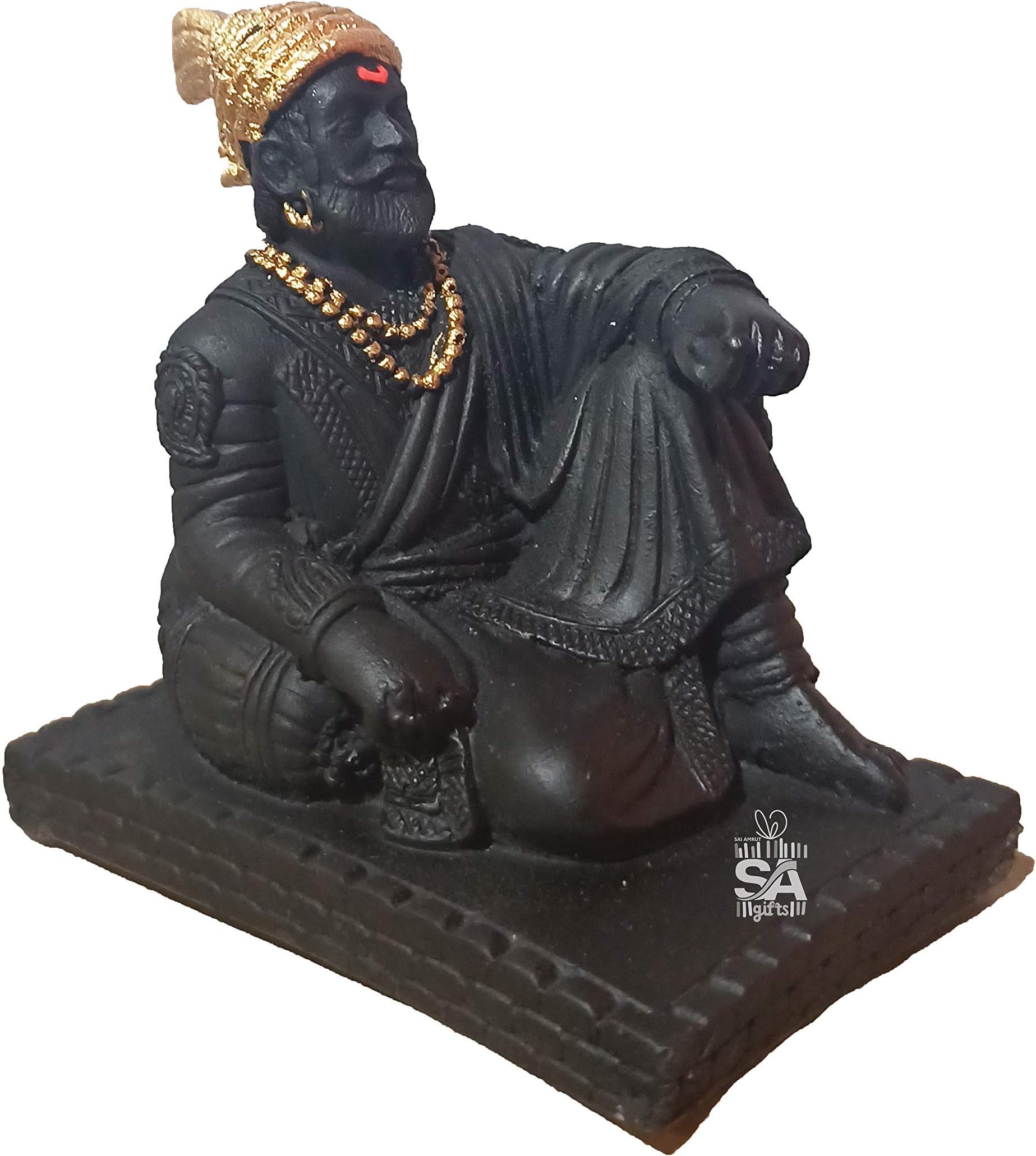 Sai Amrut Stone Chhatrapati Shivaji Maharaj Statue, Standard, Brown