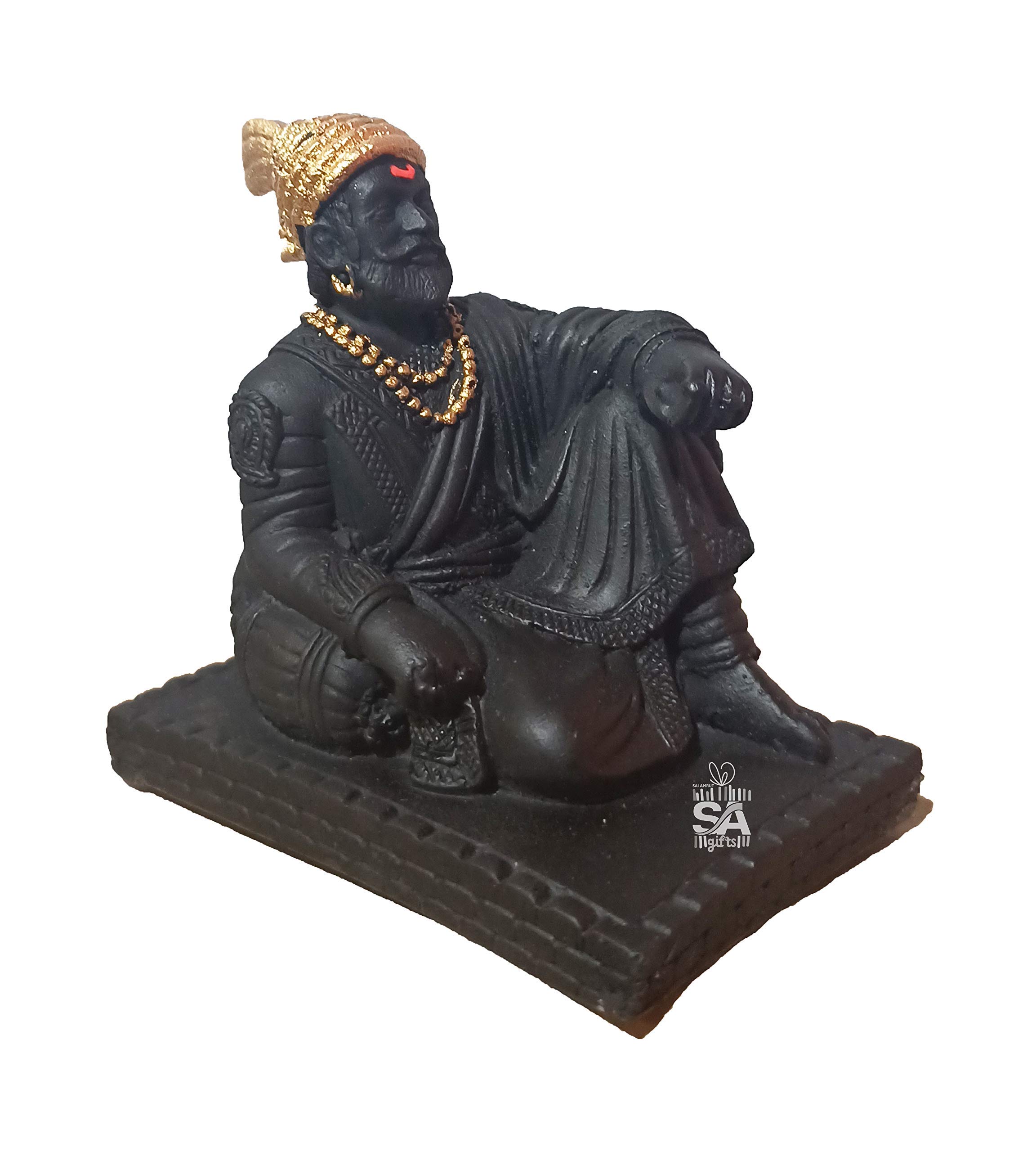Sai Amrut Stone Chhatrapati Shivaji Maharaj Statue, Standard, Brown