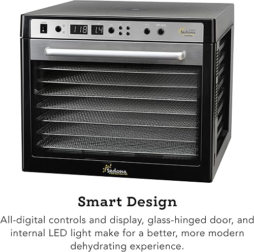 Miniatura 4 de Tribest Sedona SDC-S101-B Supreme - Deshidratador eléctrico comercial de alimentos con bandejas de acero inoxidable para deshidratador, negro, 17 x