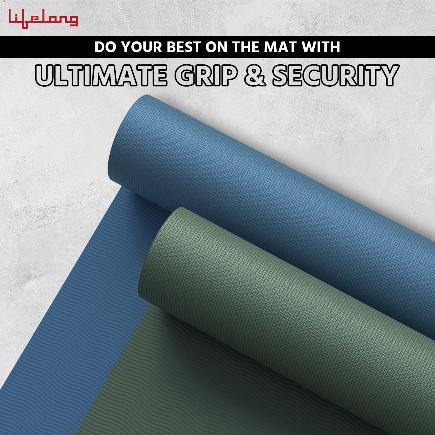 Lifelong Yoga Mat - Blue - Anti-Slip & Portable -4