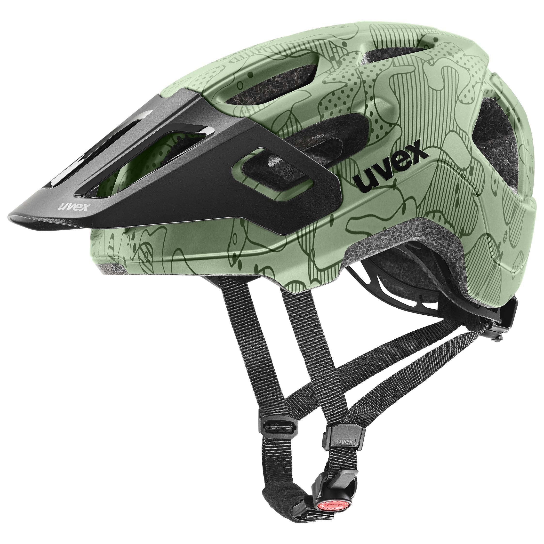 uvex react jr. - leichter Fahrradhelm für Kinder - individuelle Größenanpassung - waschbare Innenausstattung - moss green altimeter matt - 52-56 cm