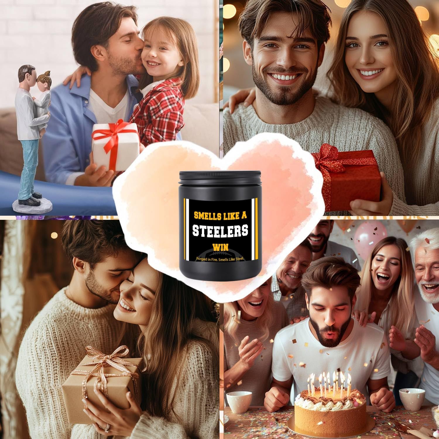 Smells Like A Steelers Win Scented Candle Football Themed Merch Fan Shop Men Women Sport Stuff Gear Decor Team Accessories Guy Him Brother Dad Friend Boyfriend Birthday Husband Unique Cool Funny Gifts image 2