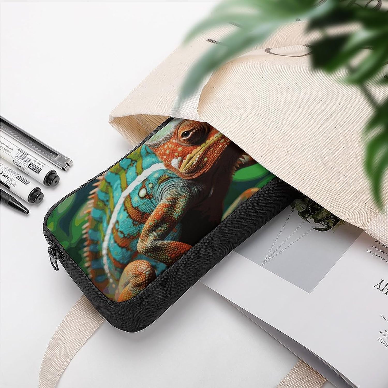 Cute Chameleon Pencil Case Large Capacity Pencil Pouch image 5
