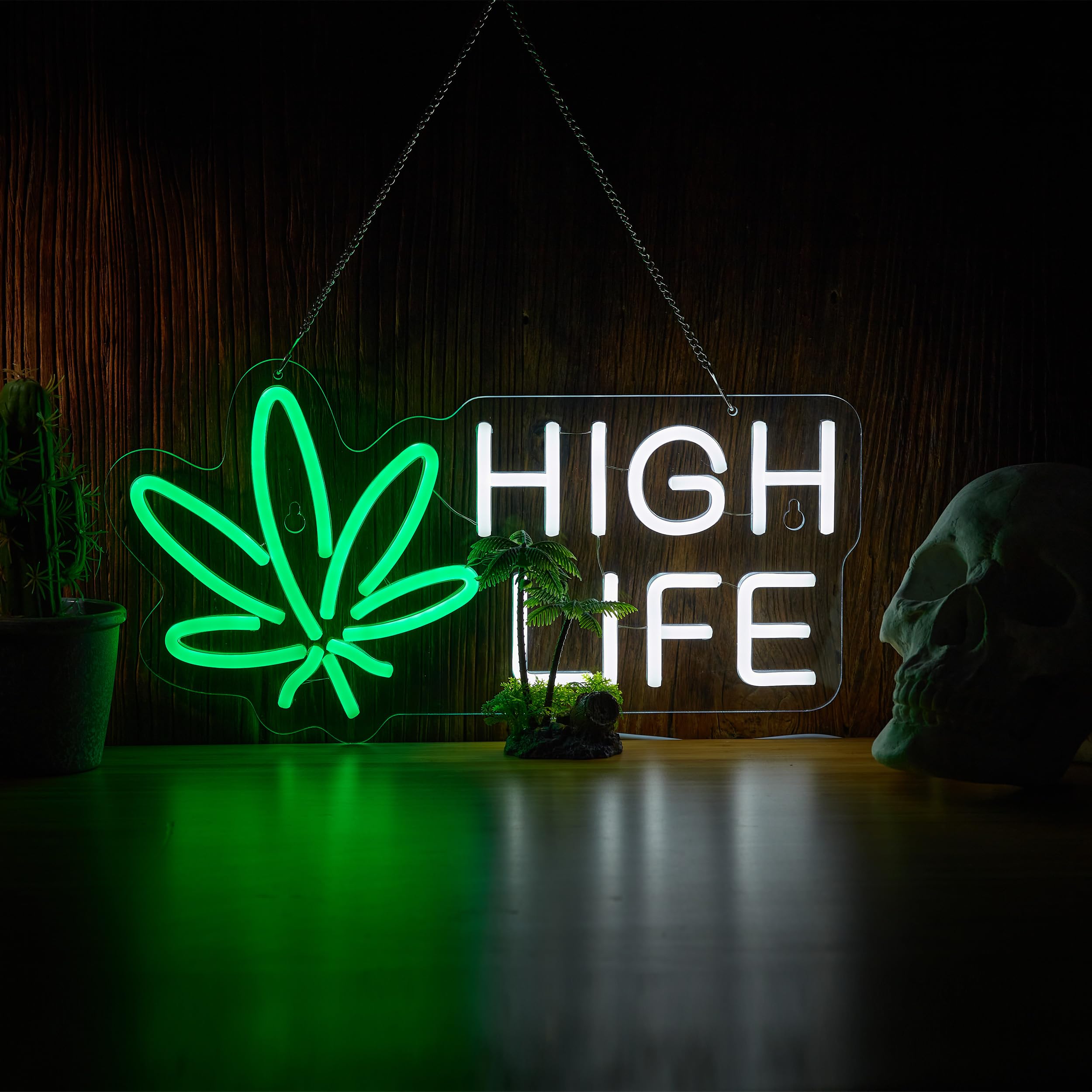 HIGH LIFE LEDサインボード グリーン Amazon.com: High Life Neon Sign Dimmable LED Light for Marijuana