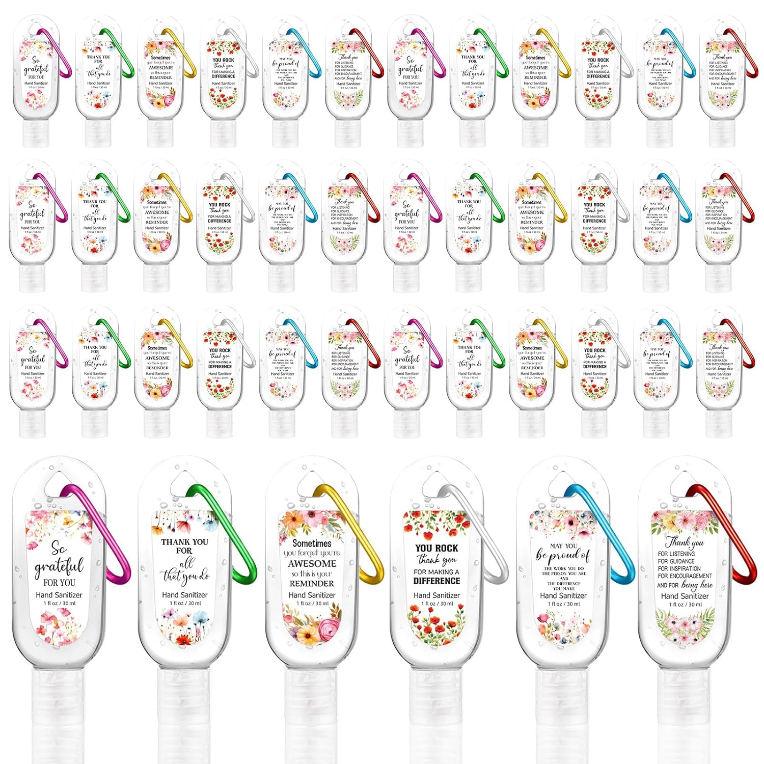 24 Pack Thank You Mini Hand Sanitizer Keychains Bulk Scented Hand Sanitizer Travel Size 1fl oz Appreciation Thank You Gifts for Women Coworker Teacher Nurse Staff Team Christmas Wedding Party Favors
