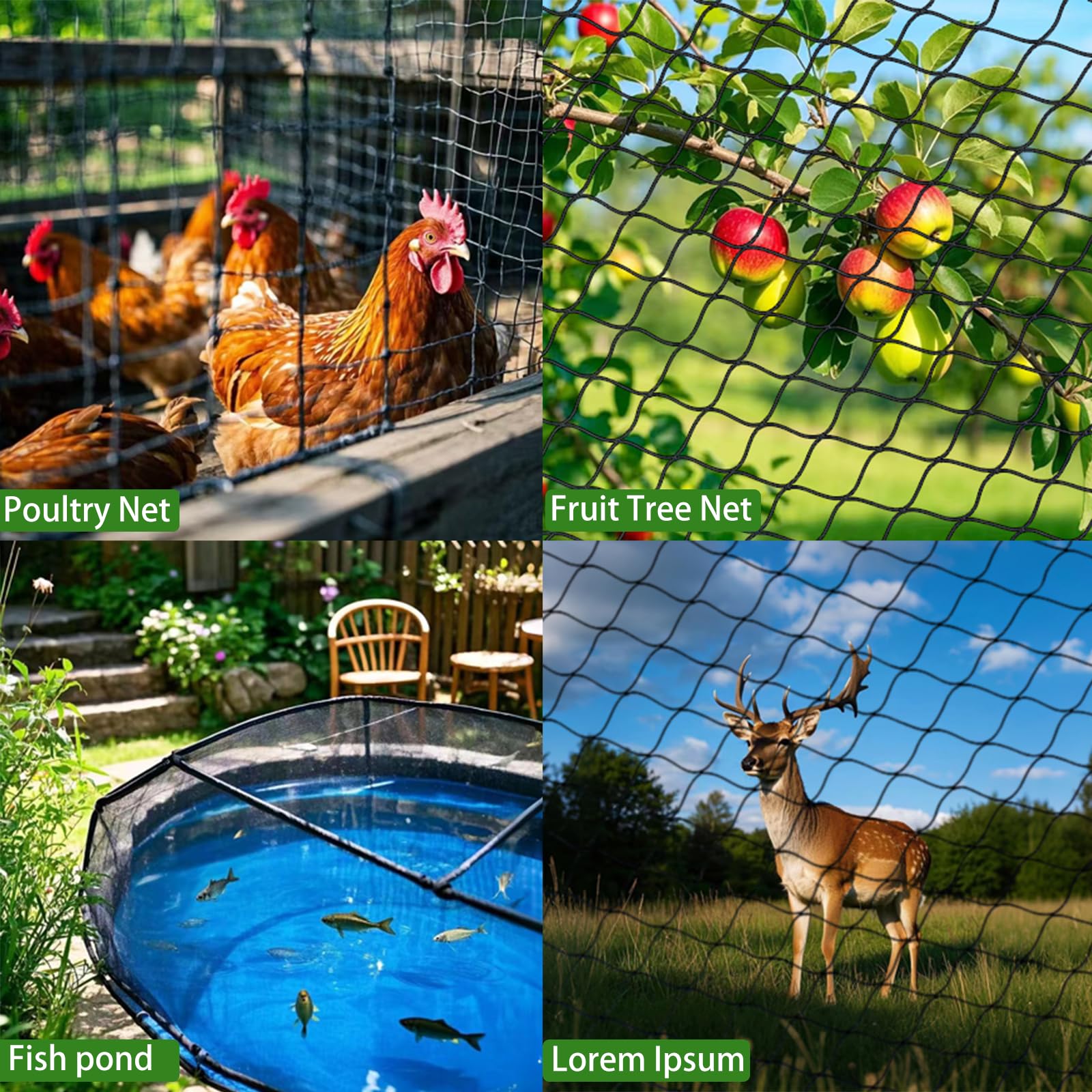 Red de pájaros para jardín, 9 x 50 pies, malla de 1 pulgada, protección de nailon resistente contra pájaros y animales (50 x 50 pies)