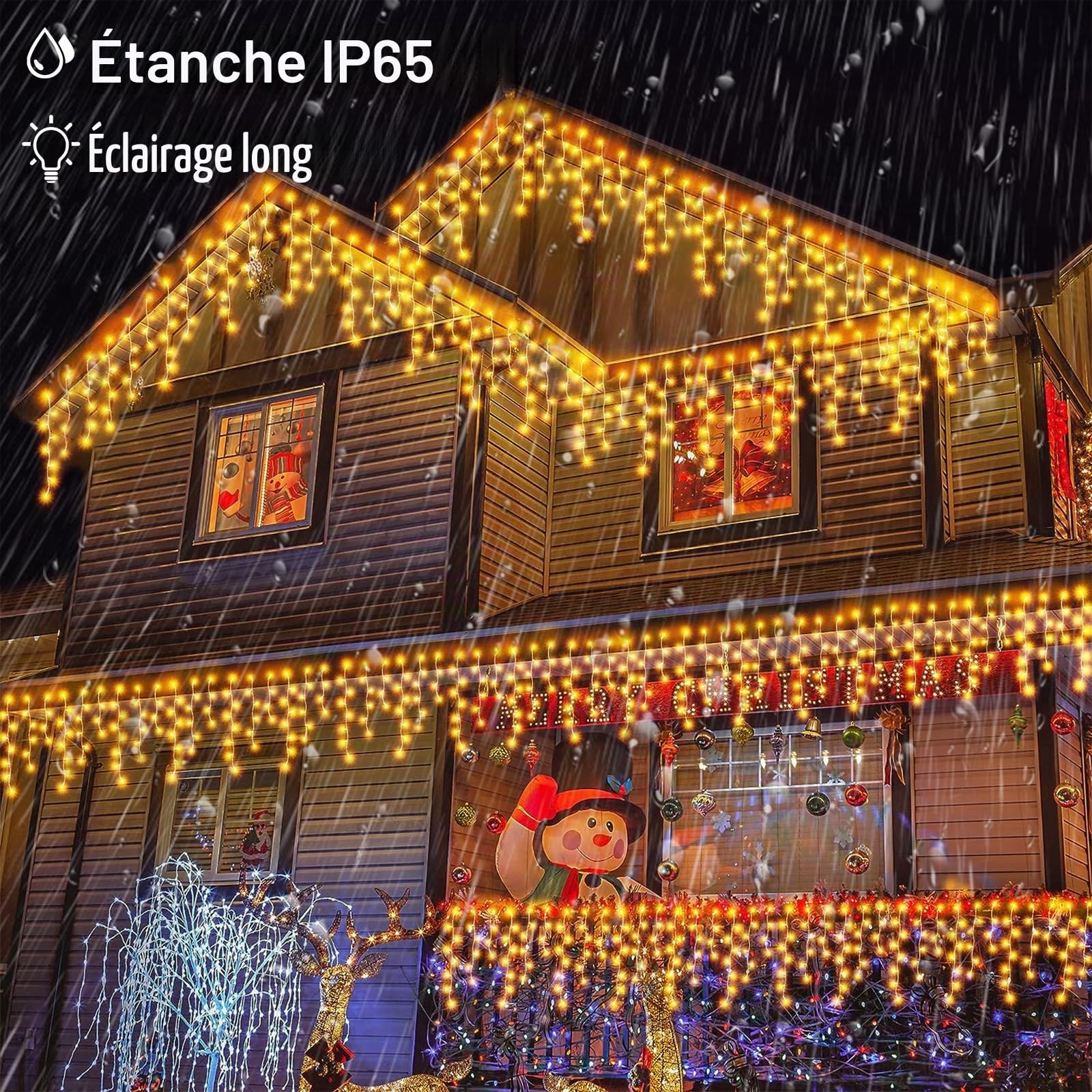 Solaire Lumières de Glace de Noël, 10M 336 LEDs Rideaux Lumières avec Télécommande 56Pcs 8 Modes Étanche Rideau Cascade Lumineux de Noël Décoratives Pour Mariage Jardin Patio Fêtes