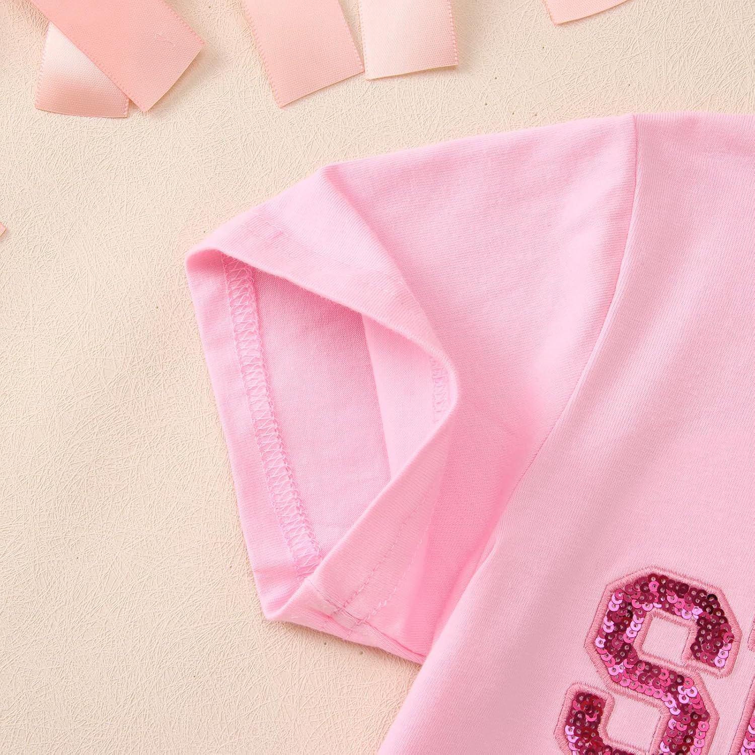 Birthday Girl Shirt 6th 7th 8th 9th Girls Birthday Tshirt Kids Bday Party Outfit Sequin Glitter Embroidery Tee Tops - Image 7