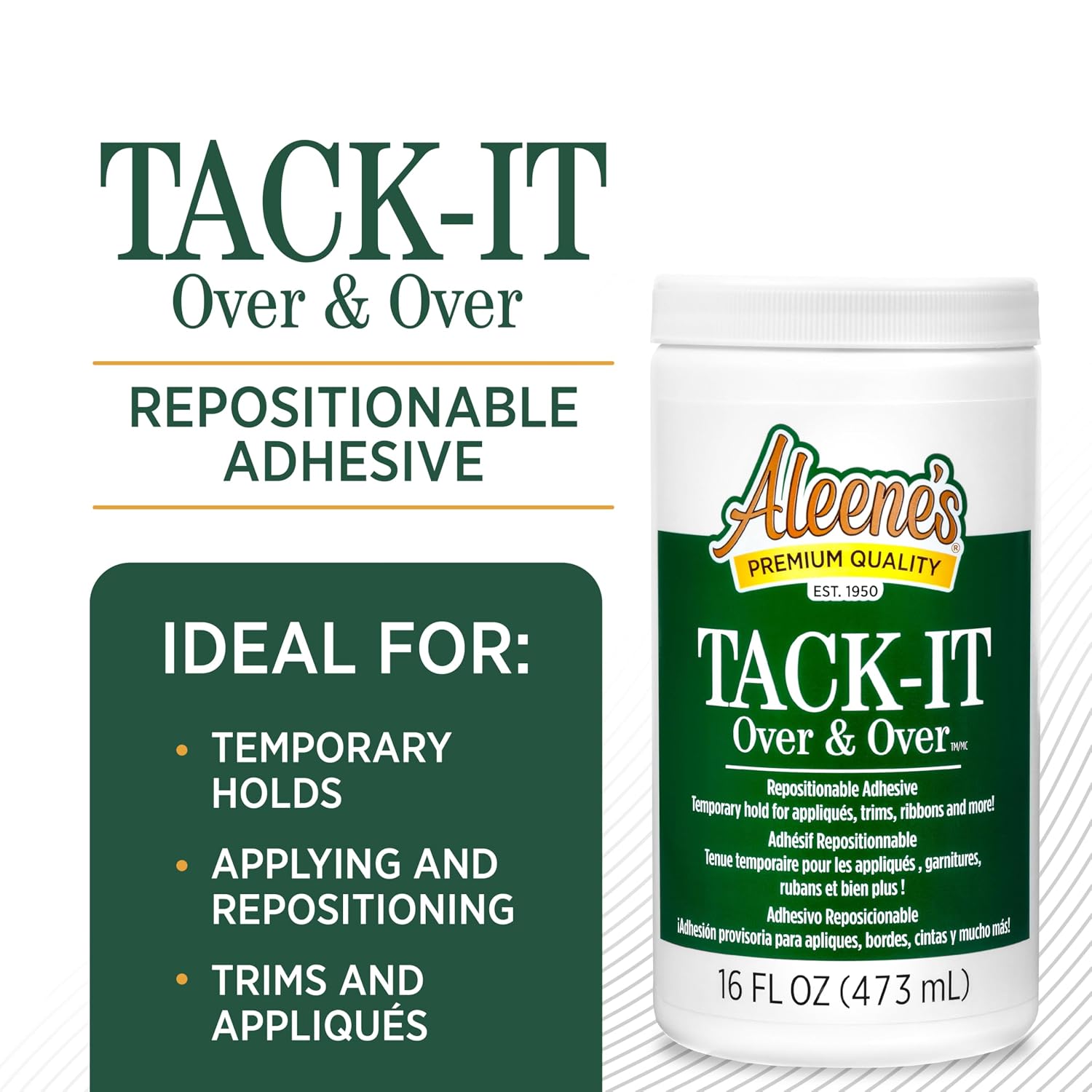 Aleene's Tack-It Over & Over Repositionable Adhesive 16 fl.oz.