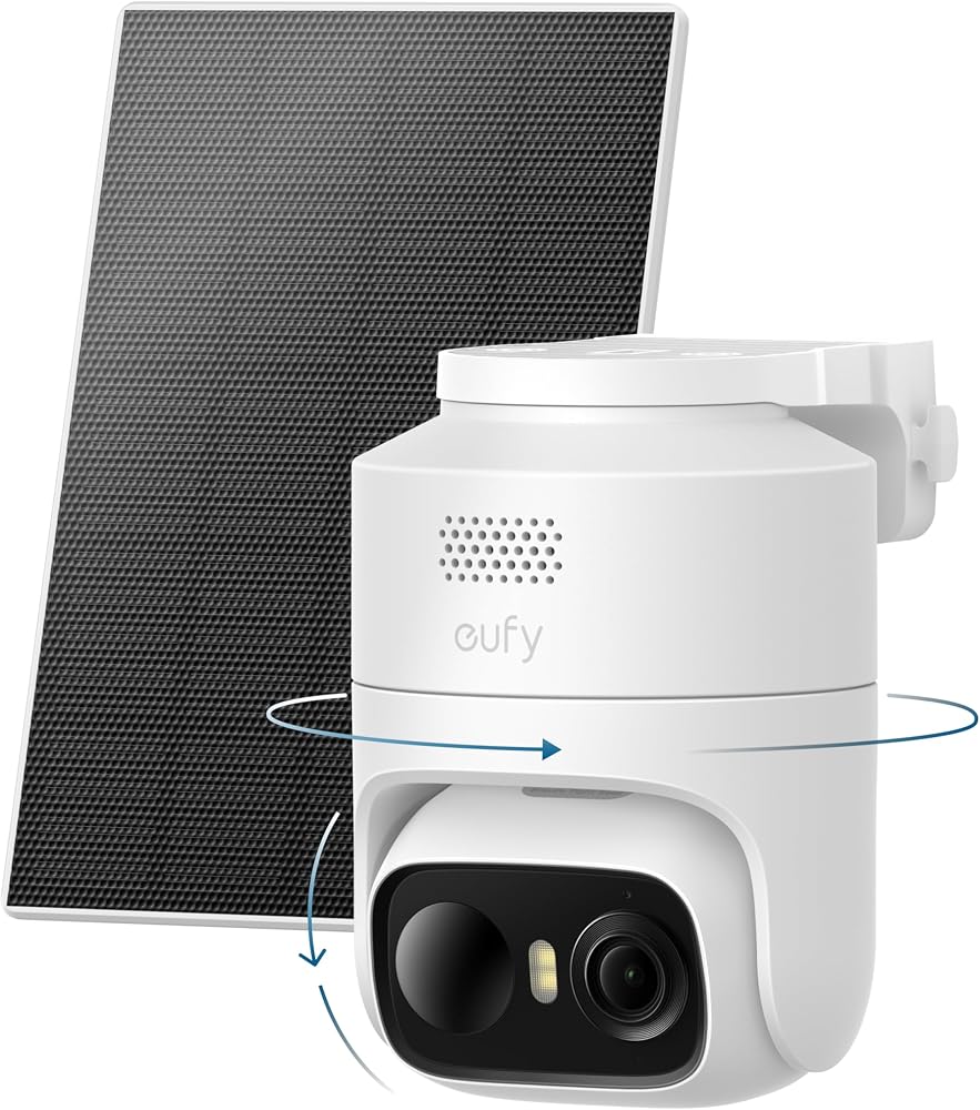 eufy Security eufyCam C37, Solar Cameras Wireless Outdoor,2K Resolution | 360° Pan & Tilt AI Tracking, Human/Pet/Vehicle Detection, Flexible Solar Panel, Color Night Vision, No Monthly Fee