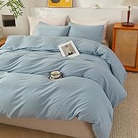 Vista 65 de ECOCOTT Juego de funda de edredón de 3 piezas, 100% algodón lavado, duradero, suave y cómodo, con cierre de cremallera, sin edredón, tamaño King