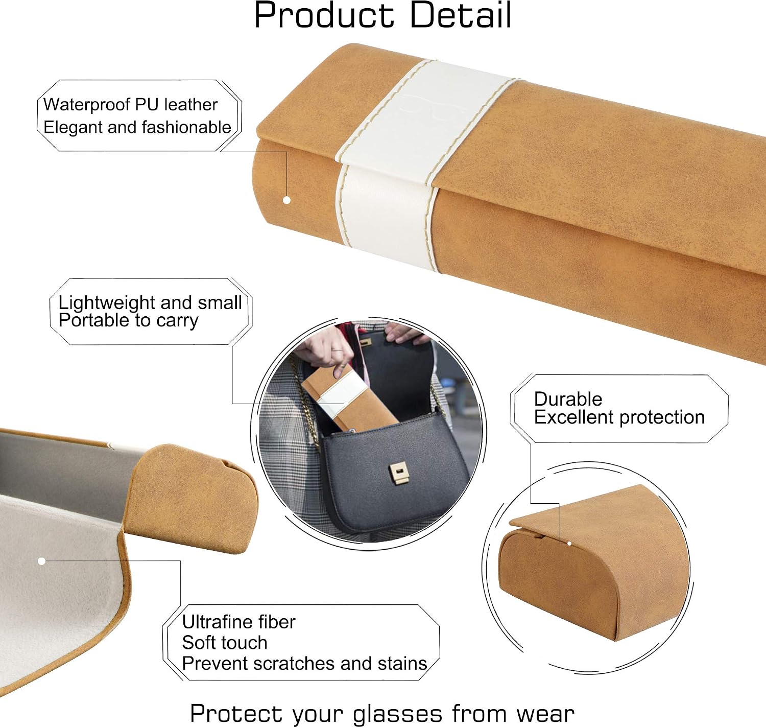 Portable Eyeglass Case Eyeglasses Bag for Reading Glasses Spectacles and Small Sunglasses, Sturdy Pocket Size Cases image 2