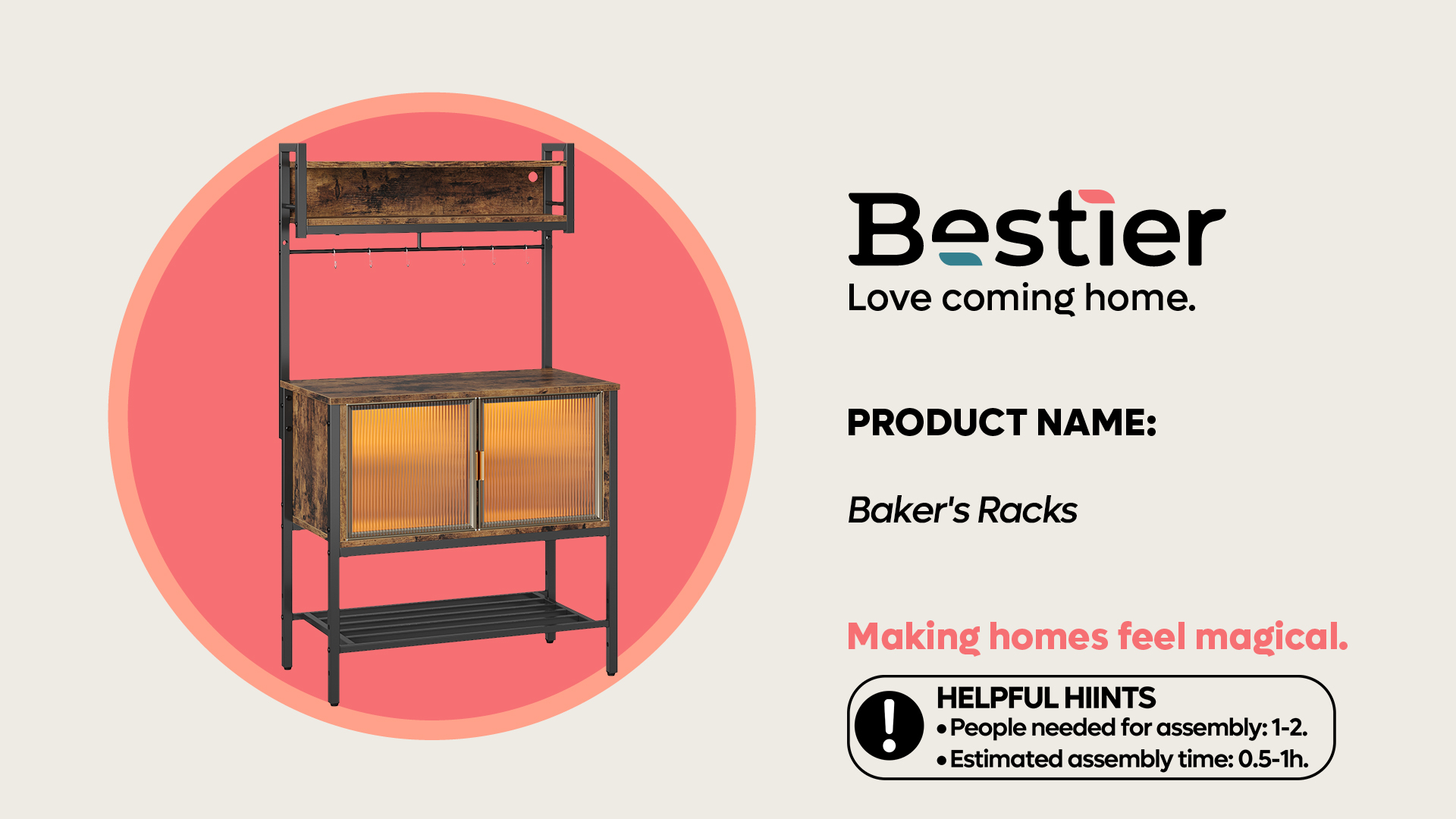 Amazon.com - Bestier Coffee Bar with Storage, 5 Tier Microwave