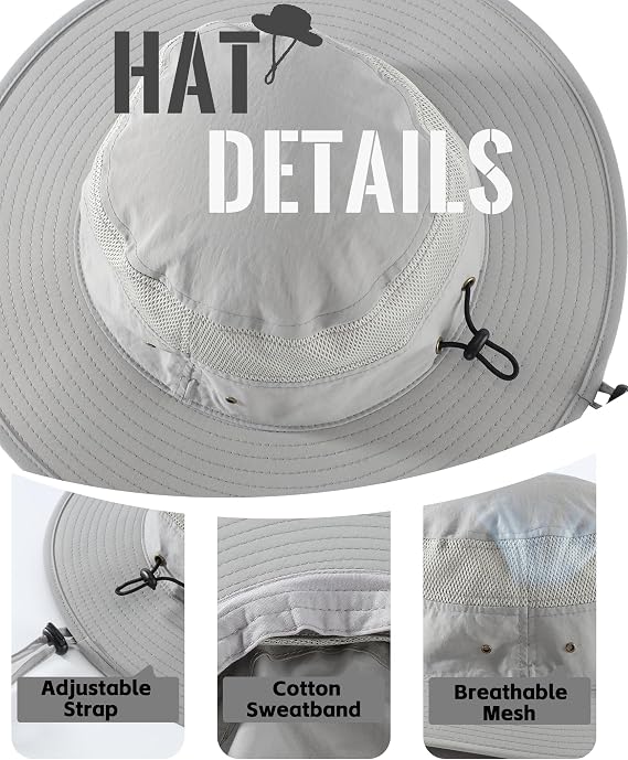 Home Prefer UPF 50+ Men's Sun Hat Wide Brim Bucket Hat UV Protection Hat for Mens Womens Beach Safari Gardening Golf Fishing