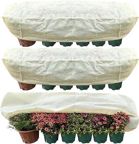 Miniatura 10 de DINGBAI Plant Frost Cover, Rectangular Planter Plant Winter Frost Blanket, Plant Frost Tree Cover Bag with Zip Drawstring, Reusable Frost Fabric for