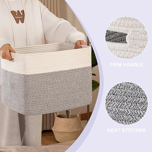 Miniatura 3 de OIAHOMY Cestas de almacenamiento para estantes, canasta de almacenamiento de juguetes, contenedores de almacenamiento plegables, canasta de mantas,