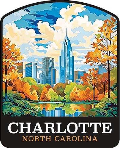 Charlotte North Carolina Design A Souvenir - Imán para nevera, 4 pulgadas