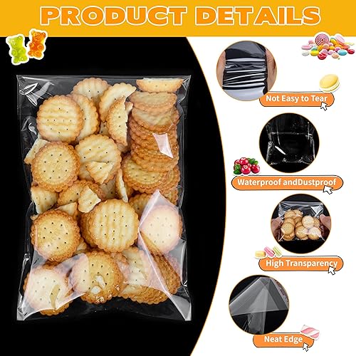Miniatura 3 de Lhocm Bolsas de celofán autosellables, 100 bolsas de celofán de 5 x 7 pulgadas con sello, bolsa de plástico transparente individual para galletas,